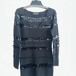 Love Republic Black Sequin Striped Dress Mini Size Medium